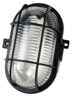 Brodska lampa crna sa zaštitnom rešetkom